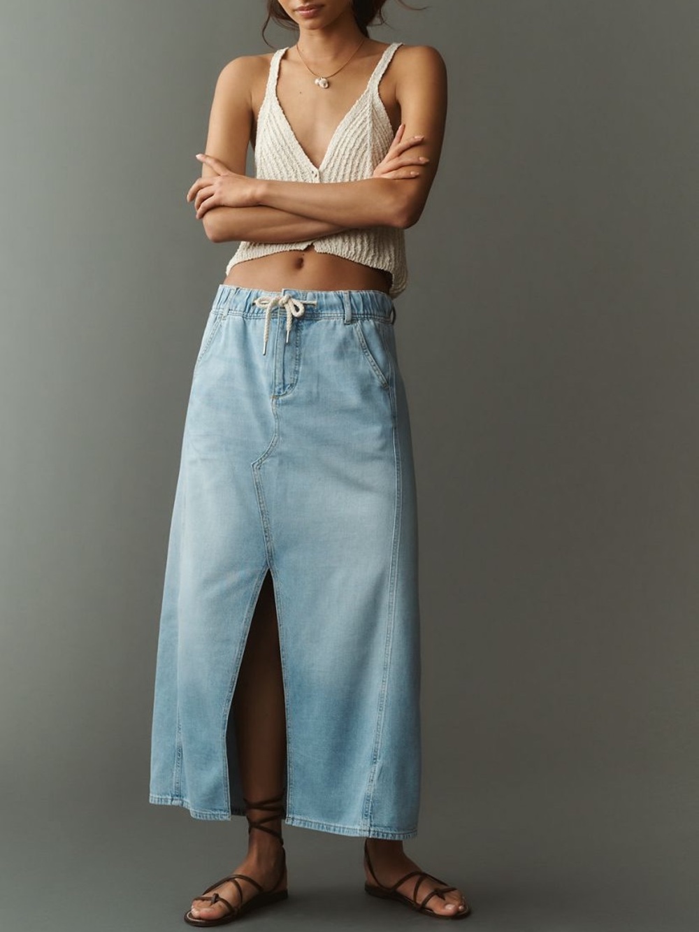 Pilcro adi Maxi Skirt in light denim